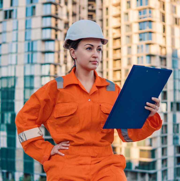 Woman worker looking at papers