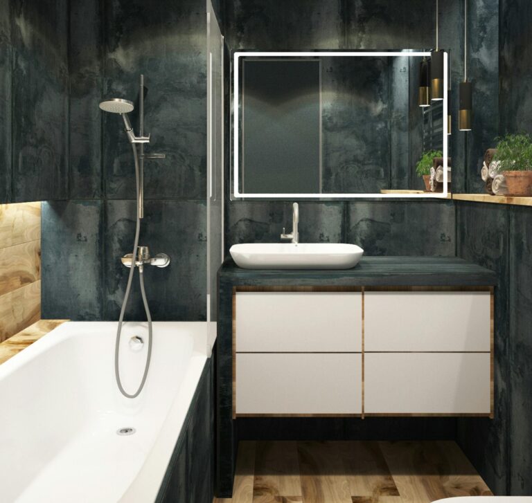 Beautiful tiles in bathroom